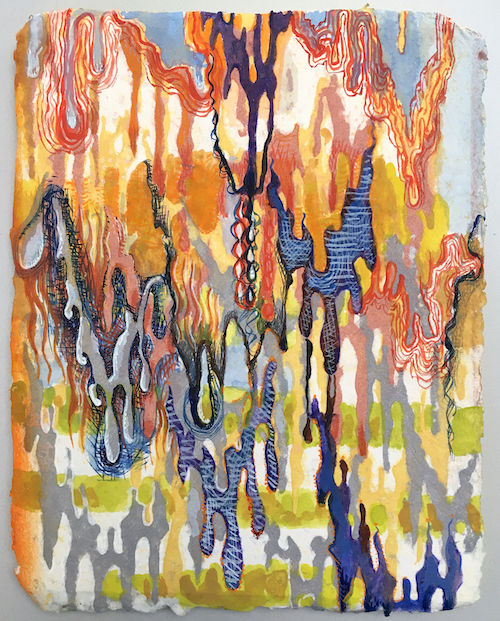 Rust Bloom, 2021, gouache & pulp painting on handmade paper